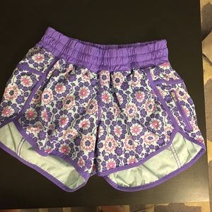 Purple printed lululemon shorts